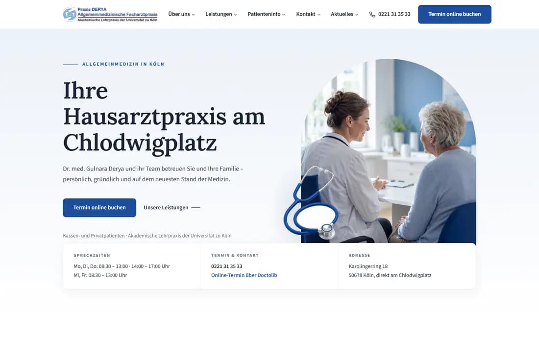 Einblick in die Website von Praxis Dr. Derya