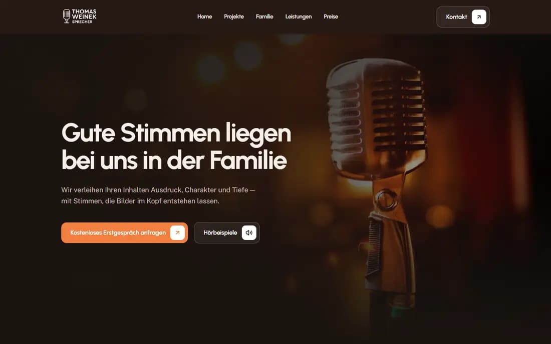 Einblick in die Website von Thomas Weinek