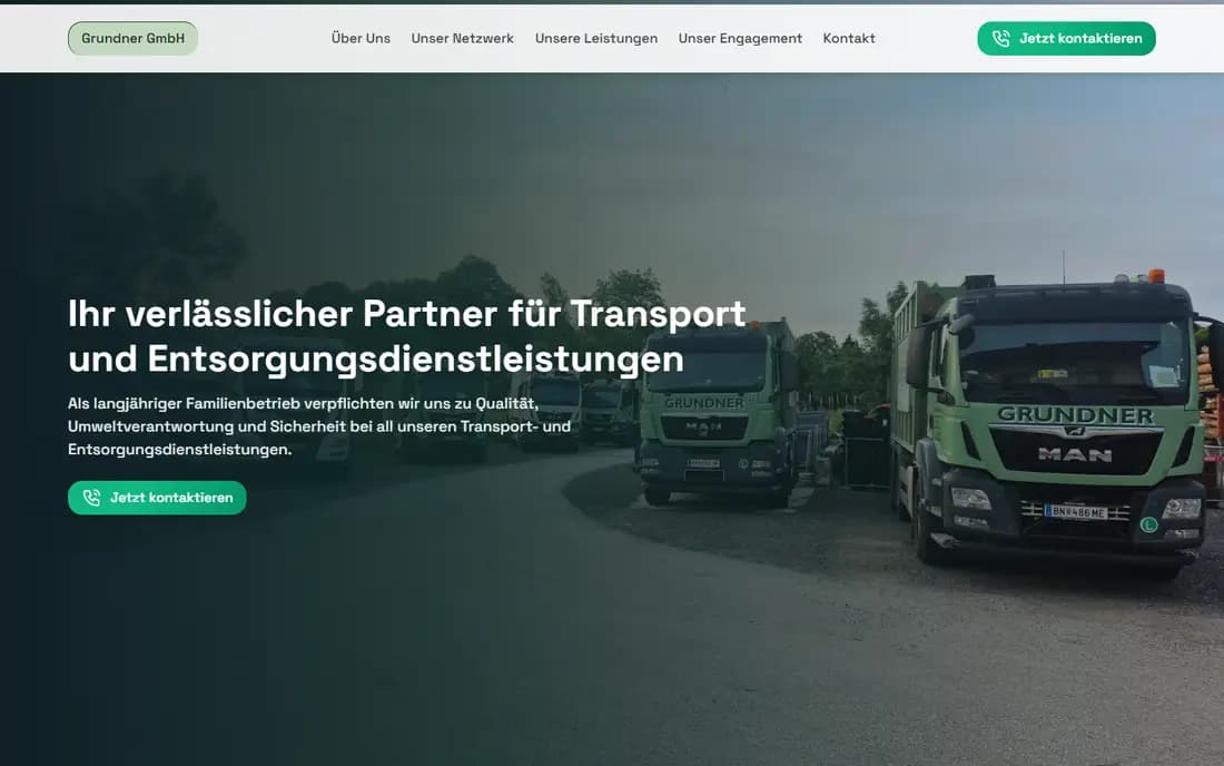 Einblick in die Website von Grundner Transporte