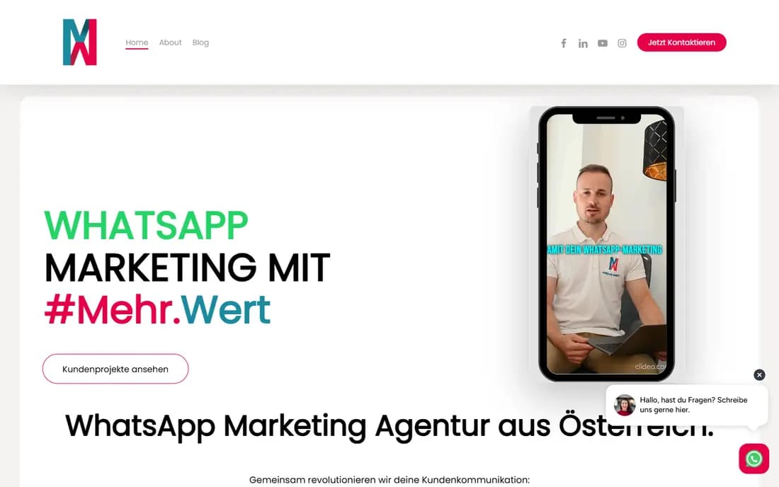 Einblick in die Website von MehrWert